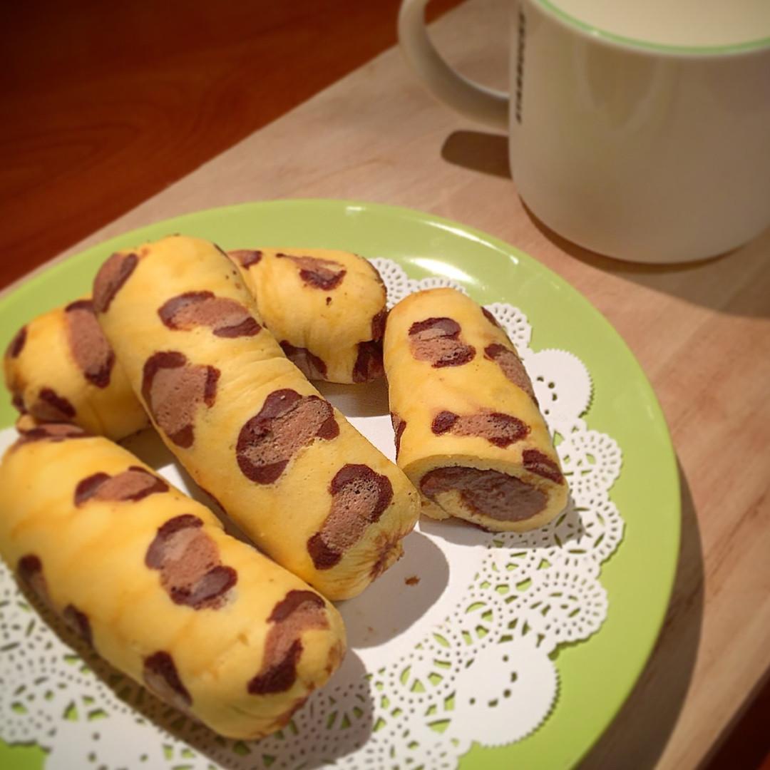 自製(豹紋)東京香蕉蛋糕 ♥巧克力香蕉卡士達餡♥ : Nicole Chen 一起做