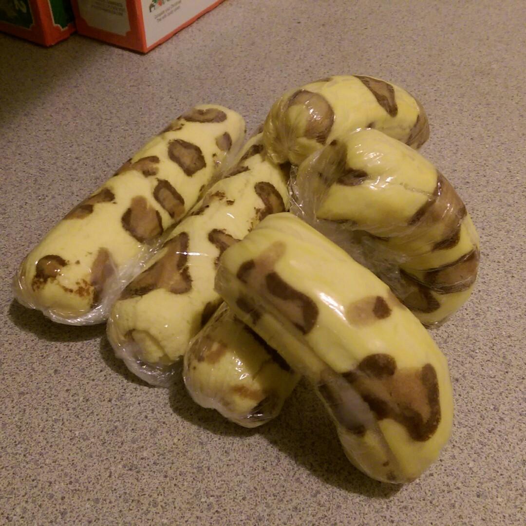 自製(豹紋)東京香蕉蛋糕 ♥巧克力香蕉卡士達餡♥ : Patti Patti 跟著做