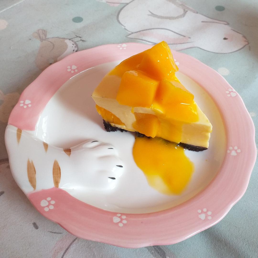 芒果生乳酪蛋糕【影片】無鮮奶油免烤箱 : 熊貓 跟著做