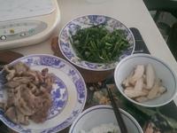 低碘料理-炒空心菜，炒杏鮑菇，酥煎豬肉片