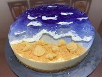 波光粼粼的海洋蛋糕(蝶豆花免烤乳酪蛋糕)