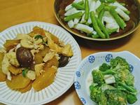 蘿蔔滷雞肉+薯炒四季豆+胡麻花菜
