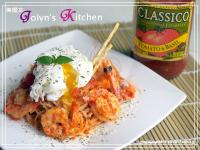 「CLASSICO®義大利麵醬」水波蛋蝦蝦番茄羅勒天使細麵