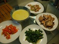 烤魚下巴+蘿蔔炒蛋+南瓜湯+炒鹹豬肉